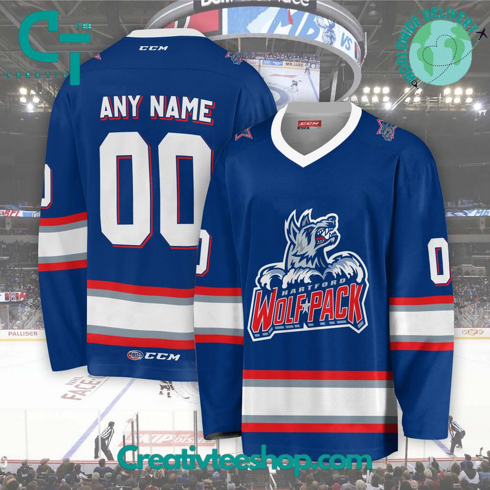 Ahl Hartford Wolf Pack 2024 Blue Hockey Jersey