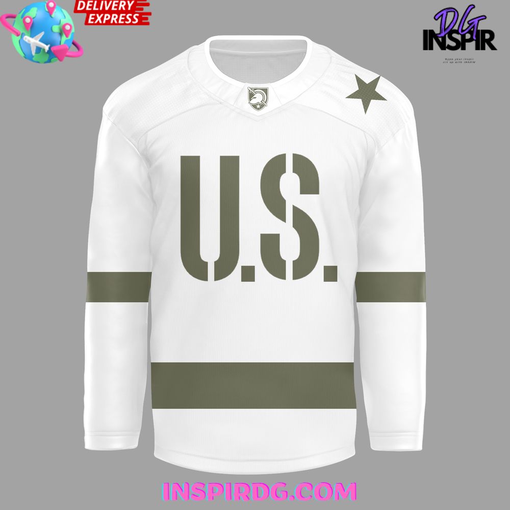 Army Black Knights White/Olive Green Hockey Jersey