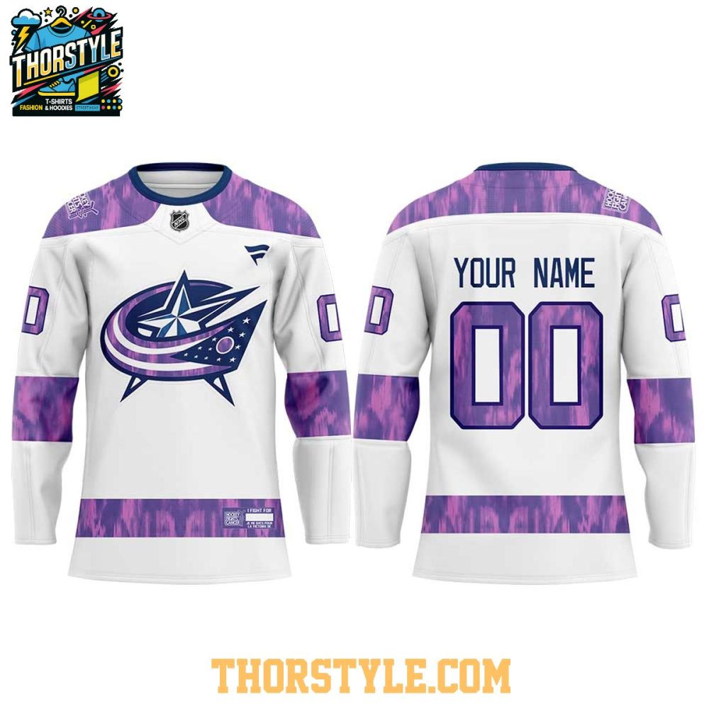 Columbus Blue Jackets Fights Cancer 2025 Personalized Hockey Jersey