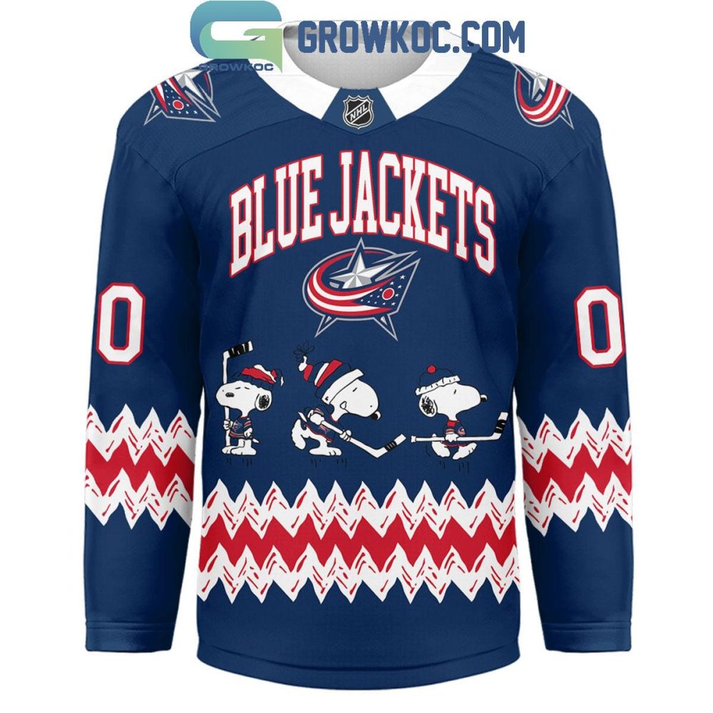 Columbus Blue Jackets Snoopy Peanuts Out Of Our Blue We Rise Hockey Jersey