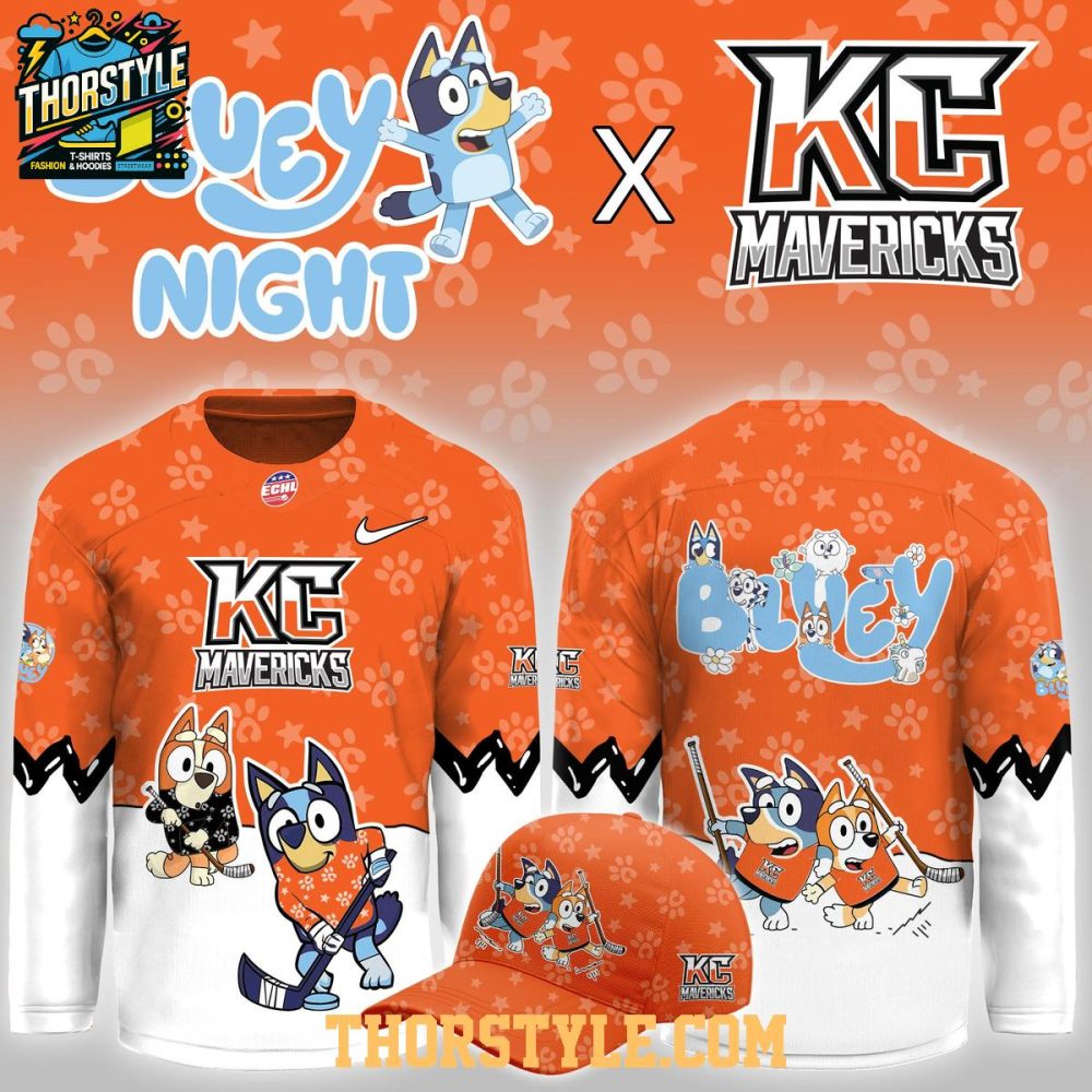 Kansas City Mavericks Bluey Night Game 2026 Personalized Hockey Jersey