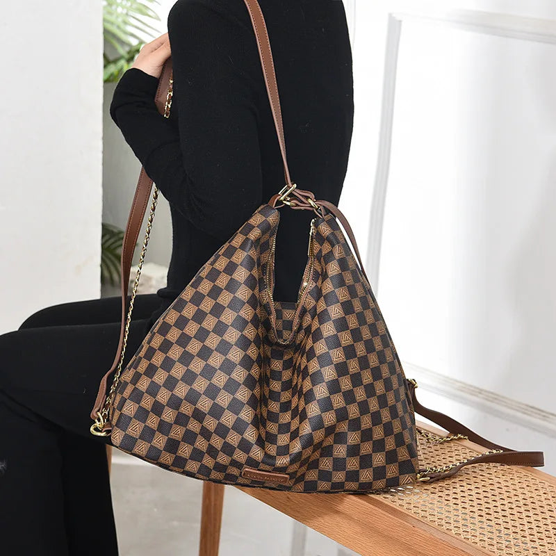 Large Capacity Women's Tote Bag 2025 Autumn Winter Double Shoulder Single Shoulder Crossbody Underarm Bag Urban Minimalist St...