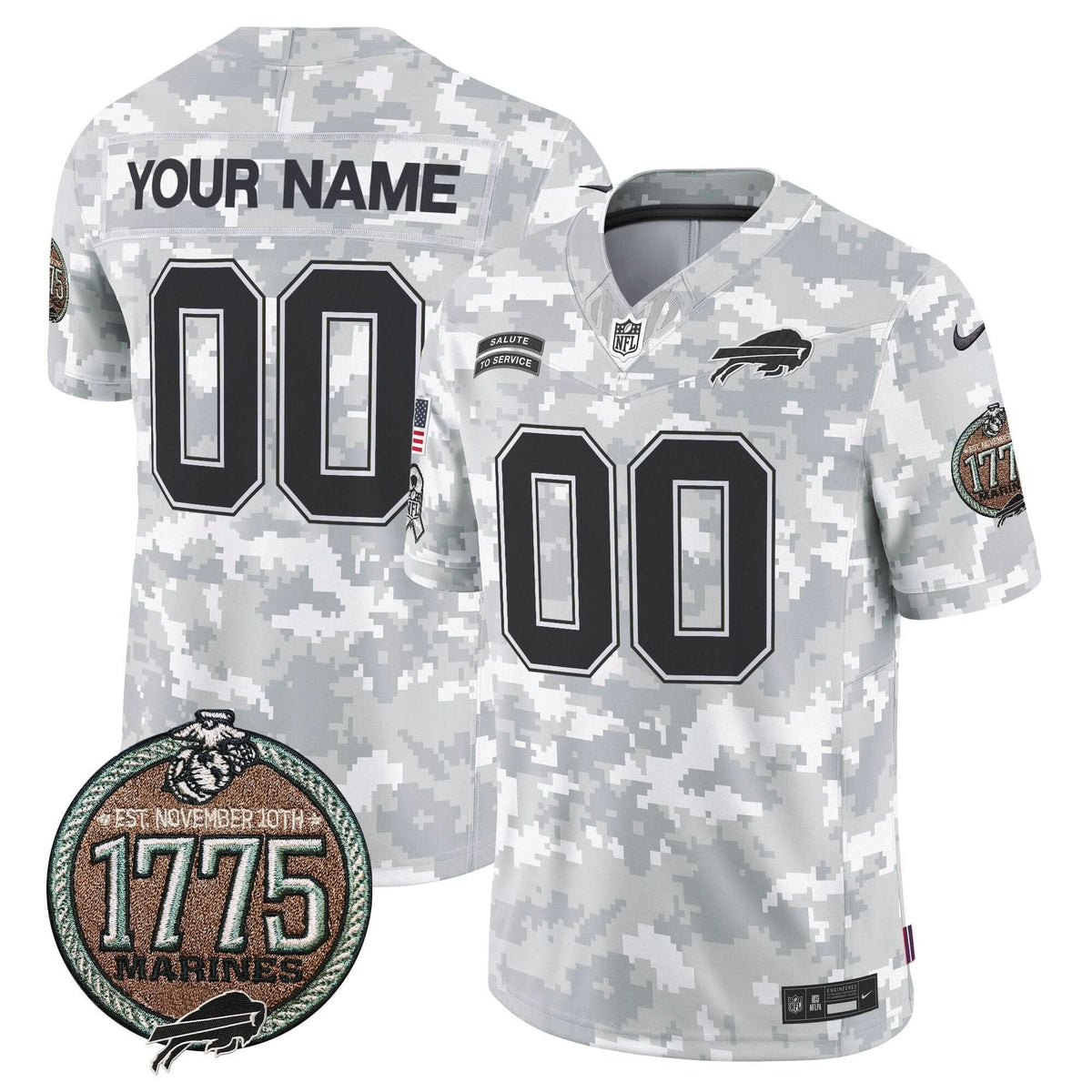Bills 2024 Salute to Service Establishment Year Patch Vapor Limited Custom Jersey - All Stitched