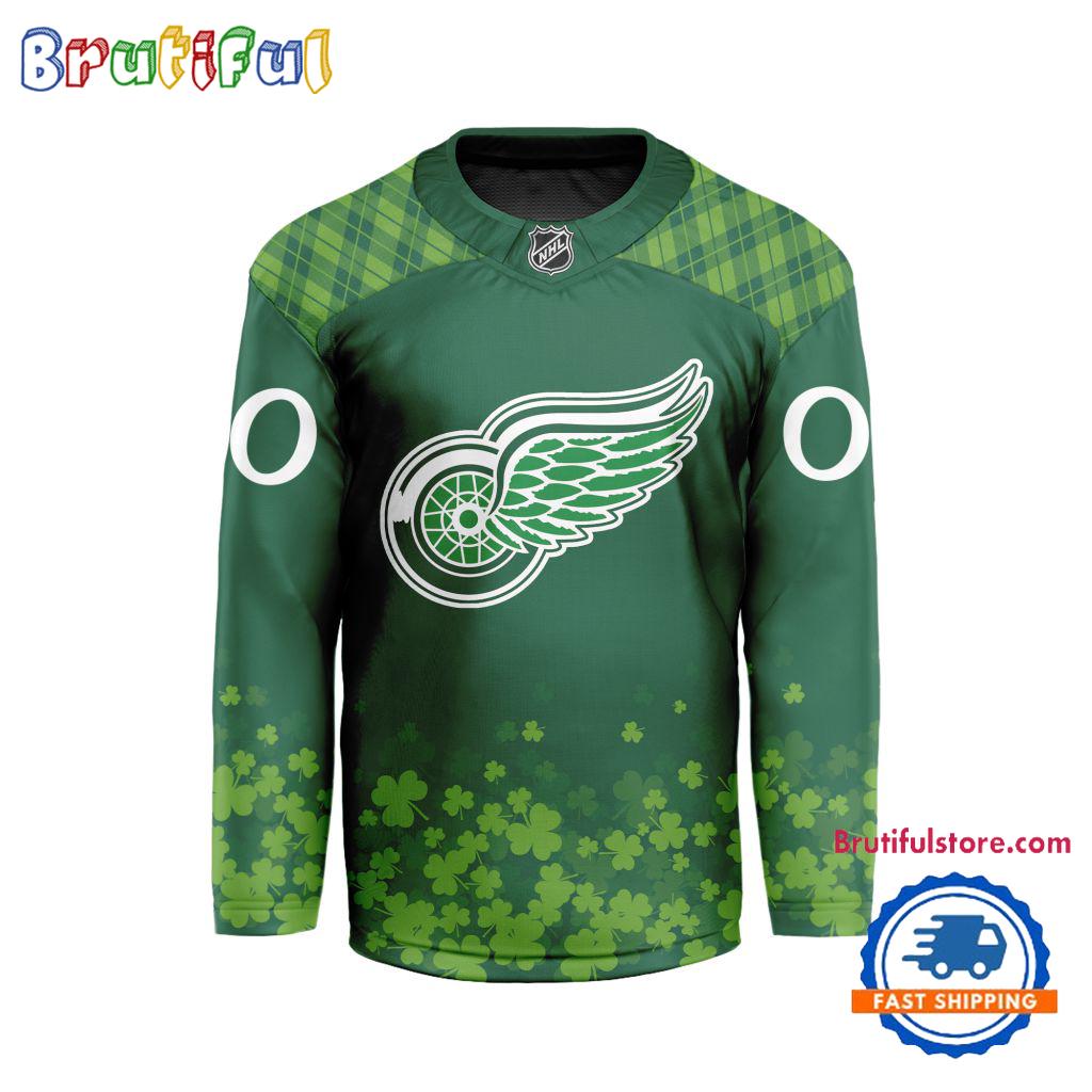 NHL Detroit Red Wings St.Patrick's Day New Design Hockey Jersey, NHL Patricks Day Jersey