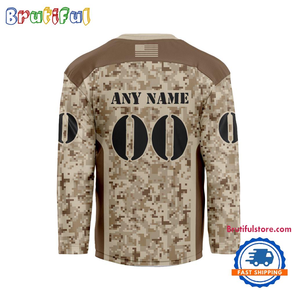 NHL Minnesota Wild Special Veterans Military Desert Camouflage Design Hockey Jersey