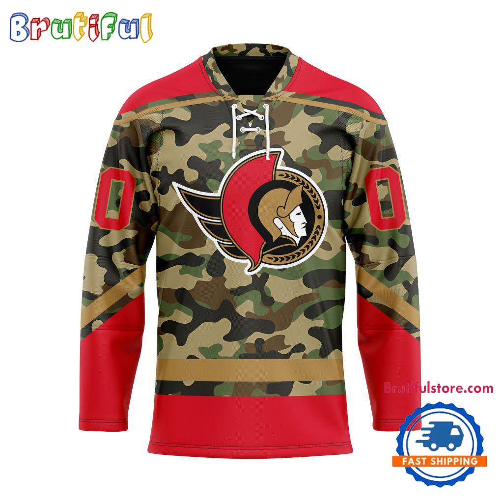 NHL Ottawa Senators Camo Veterans Custom Hockey Jersey
