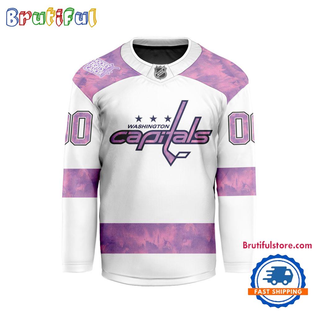 NHL Washington Capitals Personalized Hockey Fights Cancer Design Jersey
