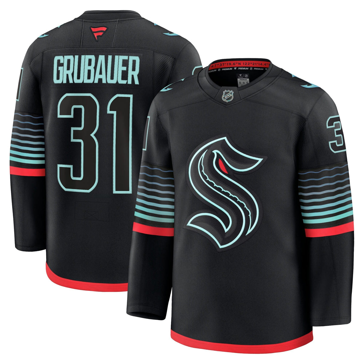 Philipp Grubauer Seattle Kraken Fanatics Alternate Premium Jersey